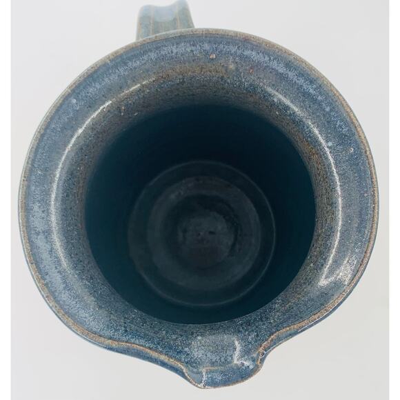 Vintage Handcrafted Pottery Pitcher Davis 8/81 Gray Blue Grass 2.5 Quart Handle - Picture 6 of 7